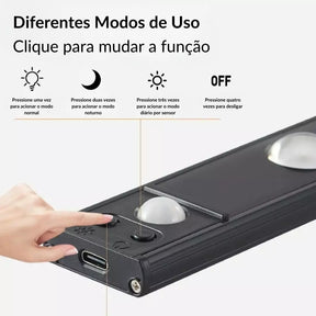 Luz LED Recarregável com Sensor para Armários