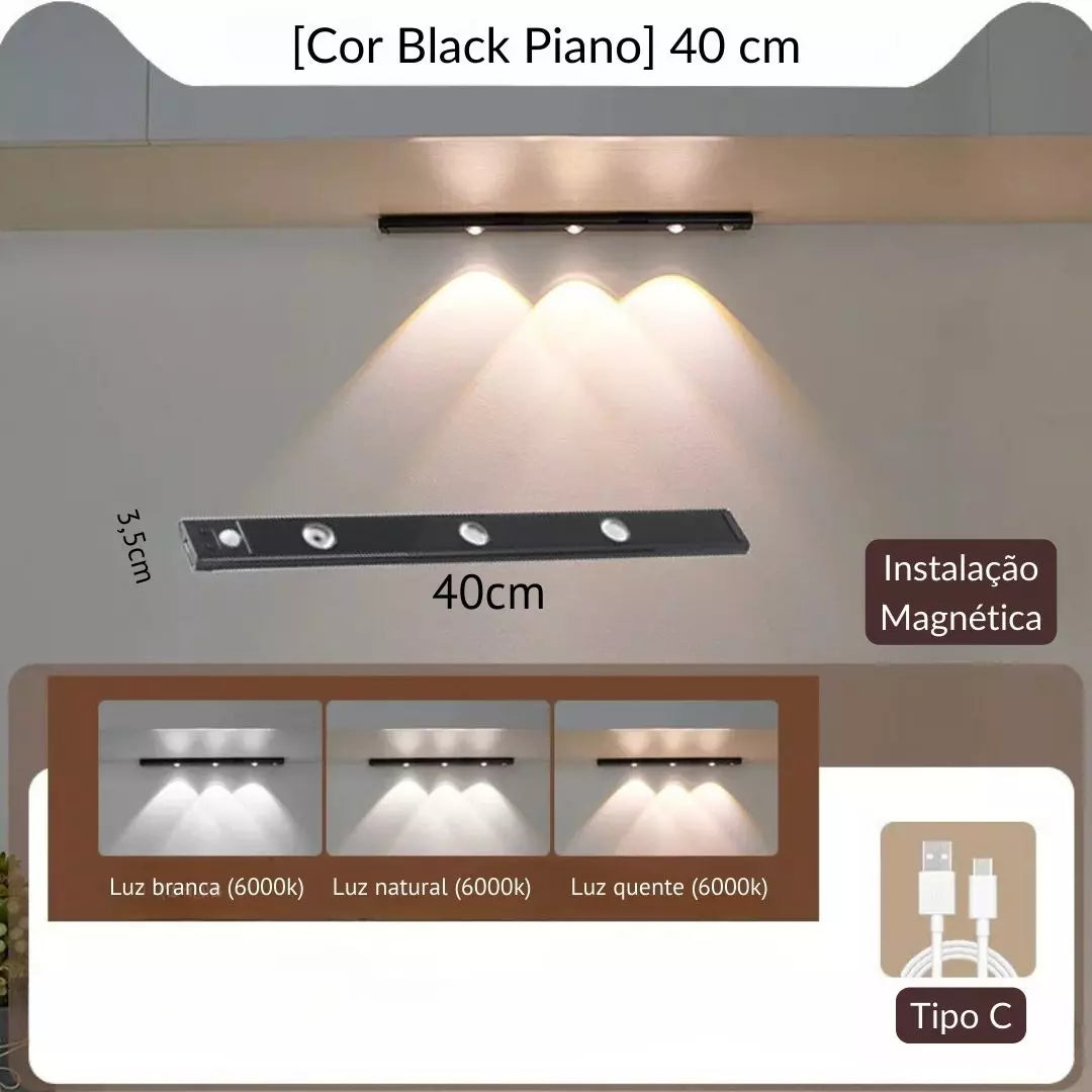 Luz LED Recarregável com Sensor para Armários