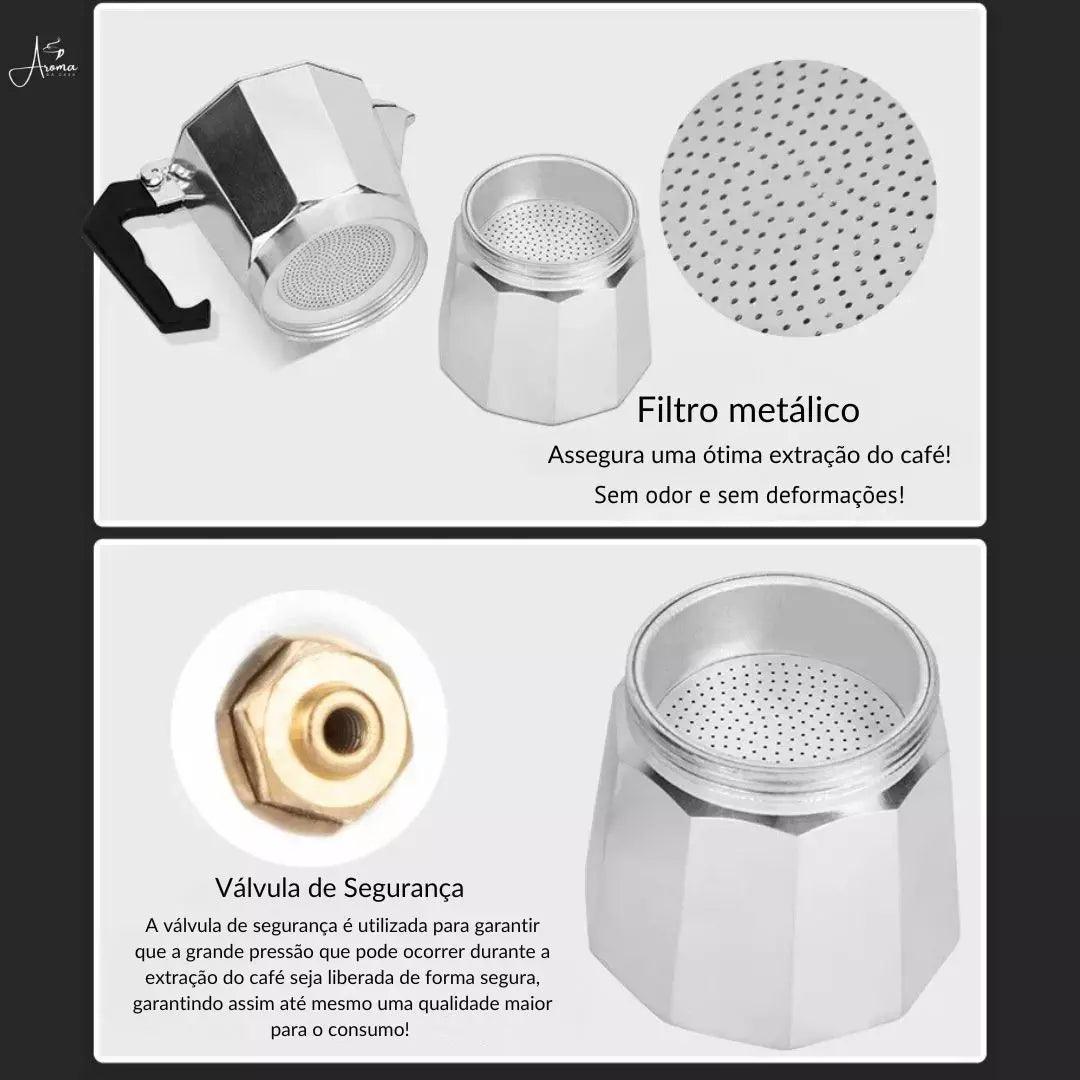 Cafeteira Italiana Moka de Alumínio Elegante