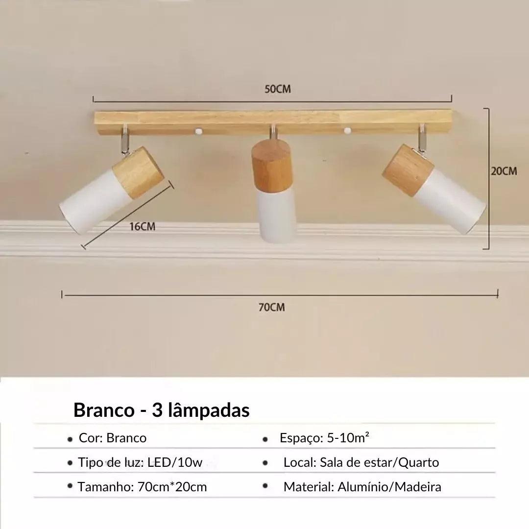 Luminária de Teto Nórdica em Madeira Rotativa