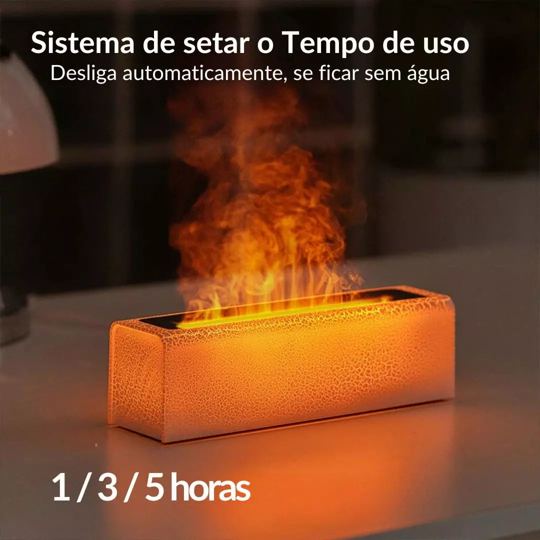 Difusor de Aroma com Efeito de Chama e Luz Noturna