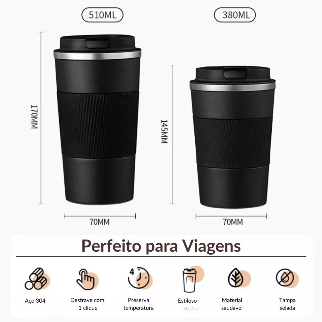 Caneca Térmica de Café em Aço Inoxidável - Elegância e Praticidade