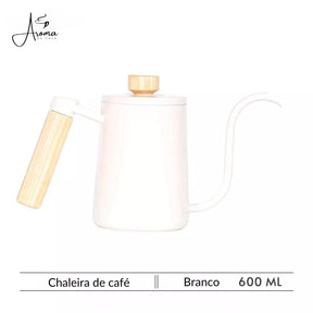 Chaleira Elegante Gooseneck 600ml com Alça de Madeira