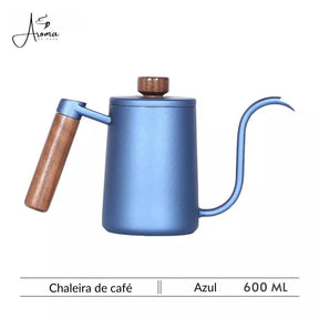 Chaleira Elegante Gooseneck 600ml com Alça de Madeira