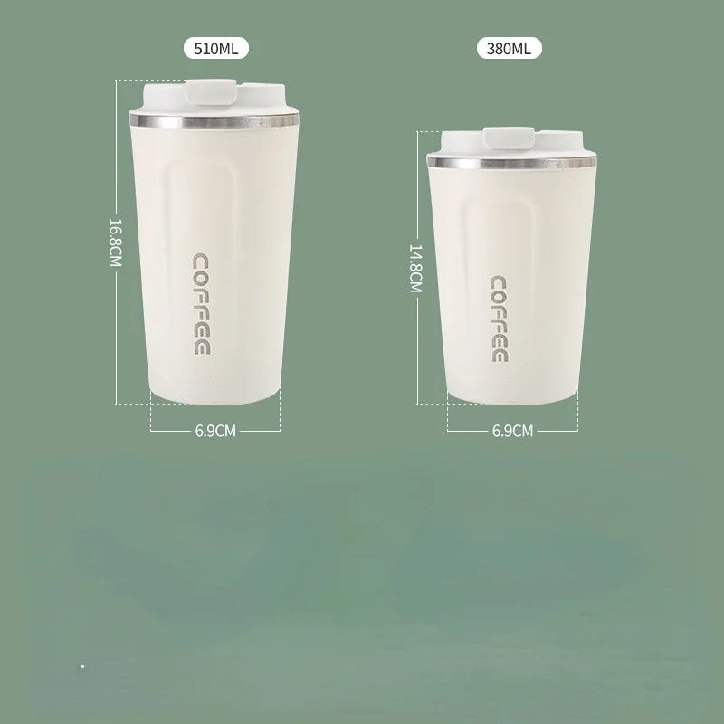 Caneca térmica de aço inoxidável, garrafa térmica à prova de vazamento, copo de café, garrafa de chá, 380 510ml