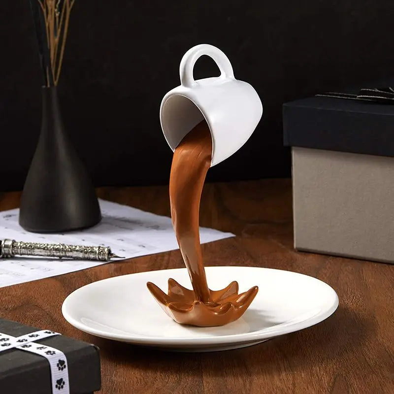 Escultura Flutuante Derramando Copo De Café, Magic Derramando Splash, Decoração De Mesa Criativa, Decoração De Cozinha De Casa