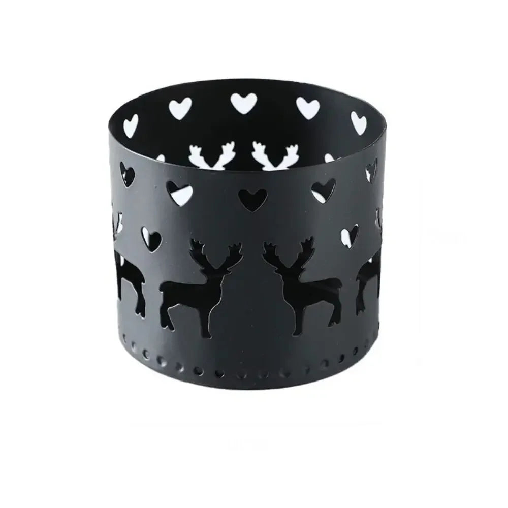 Christmas Iron Candle Holder, Hollow Elk Snowflake Candlestick, Decorações criativas de Natal, Home Table Ornamentos, Presente