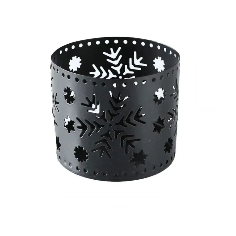 Christmas Iron Candle Holder, Hollow Elk Snowflake Candlestick, Decorações criativas de Natal, Home Table Ornamentos, Presente