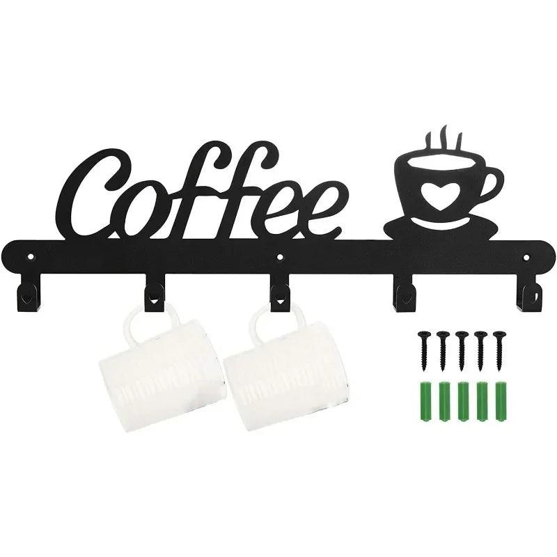 Wall Mounted Coffee Cup Rack, Metal Caneca Titular, cabide, ganchos