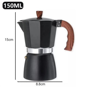 150ml 300ml Vintage Handle Madeira Espresso Maker Moka Pot Clássico Café Italiano Ferramentas Cozinha Café Acessórios