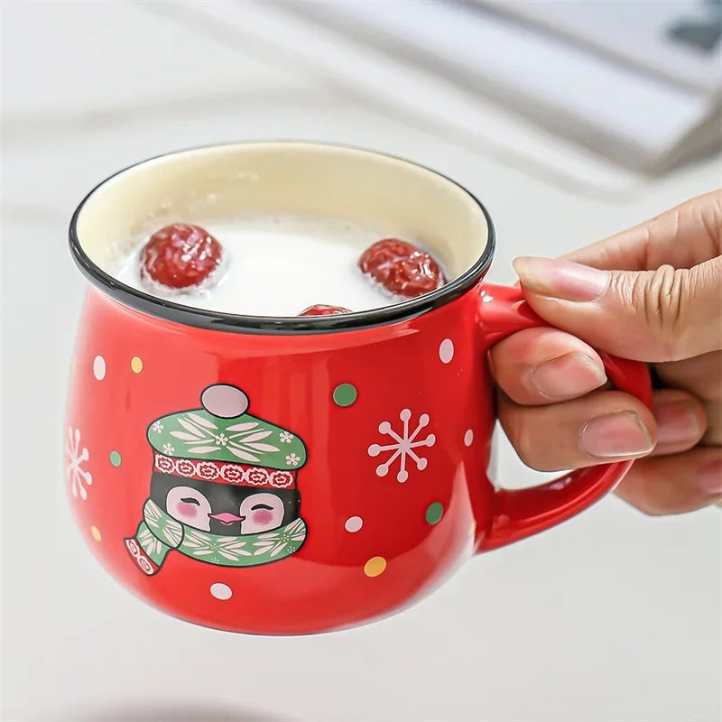 Caneca Cerâmica Grande para Escritório e Casa, Caneca de Natal, Santa Elk Mousse Cup, Leite Café Chá Copos, Xmas Gift, 350ml