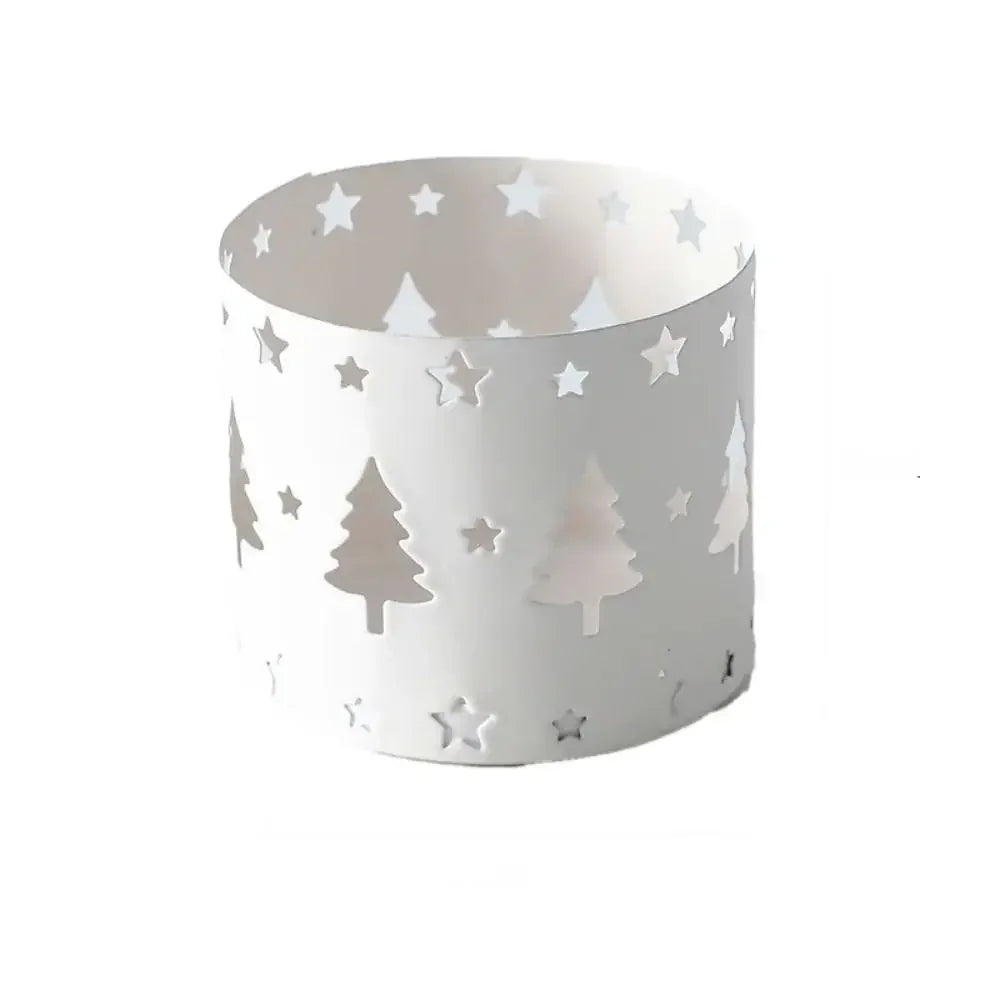 Christmas Iron Candle Holder, Hollow Elk Snowflake Candlestick, Decorações criativas de Natal, Home Table Ornamentos, Presente