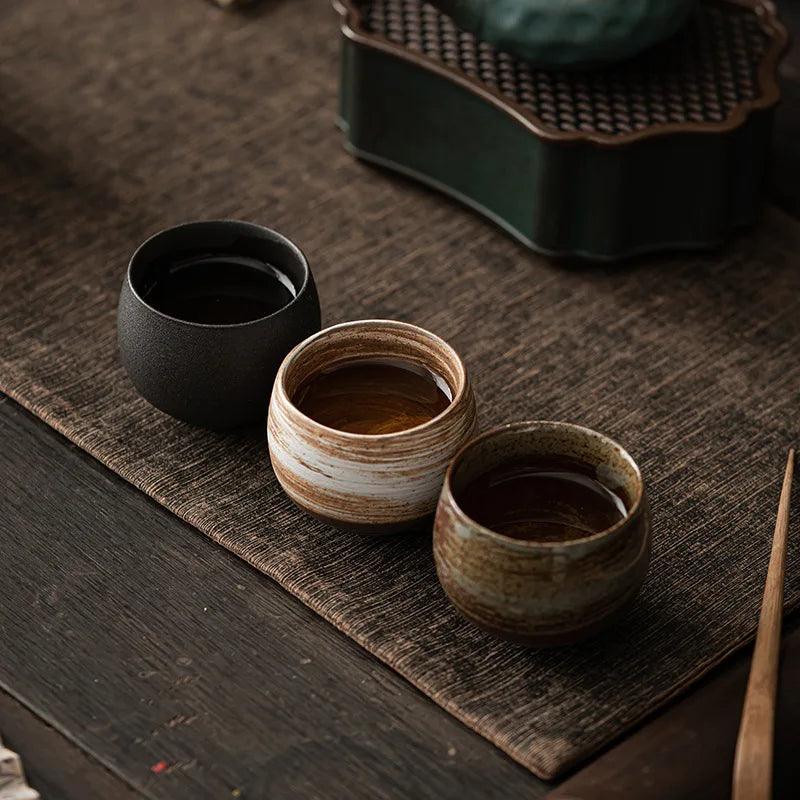 Estilo japonês Handmade Stoneware Tea Cup, Kung Fu Tea Set, Pequena xícara de chá única tigela, estrada tranquila, única tigela, 1pc