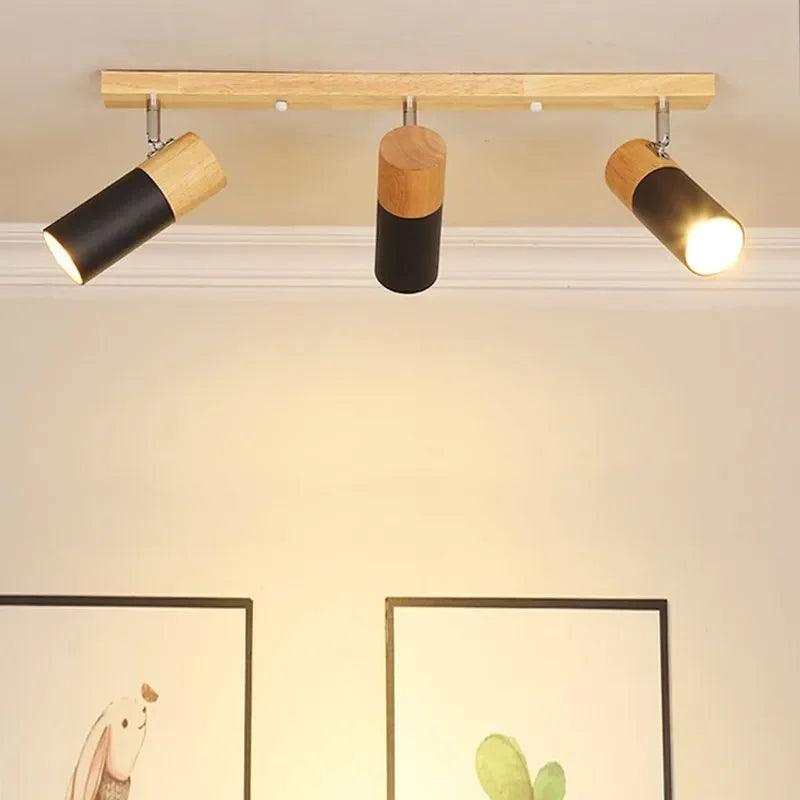 Nordic Rotatable Wood Teto Light, Simples Indoor Home Decor Lâmpadas, Decoração Spotlight, Quarto, Estudo, Foyer, Corredor, Vestiário