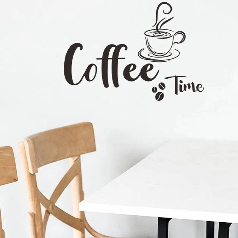 Tempo do café letras inglesas fundo Wall Sticker, Criativos, Cozinha, Cafetaria, Decorar, embelezamento