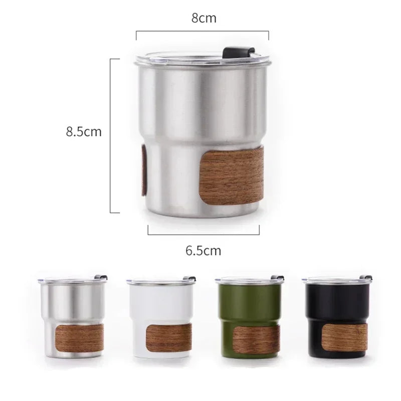 Caneca de acampamento de café de aço inoxidável 300ml com tampa portátil resistente ao calor para piquenique ao ar livre acampamento garrafas de pesca xícaras de café