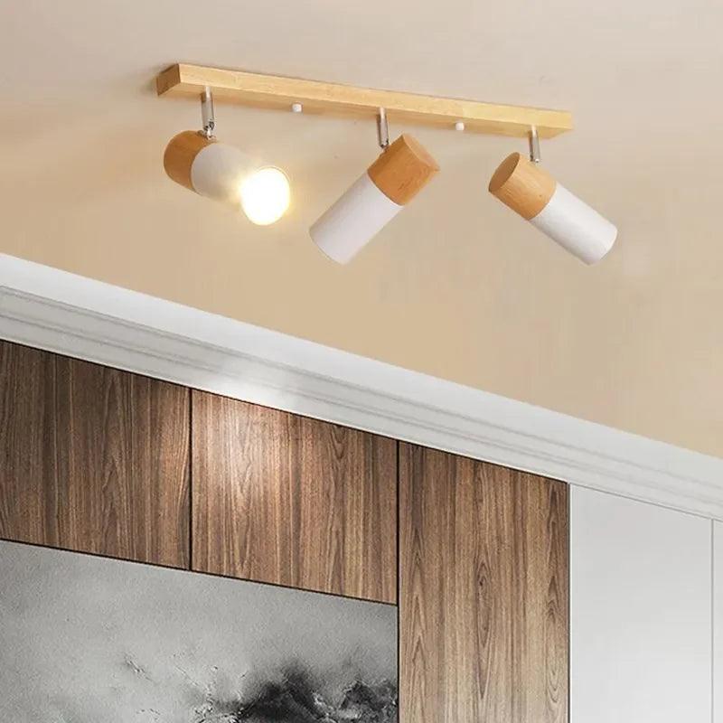 Nordic Rotatable Wood Teto Light, Simples Indoor Home Decor Lâmpadas, Decoração Spotlight, Quarto, Estudo, Foyer, Corredor, Vestiário