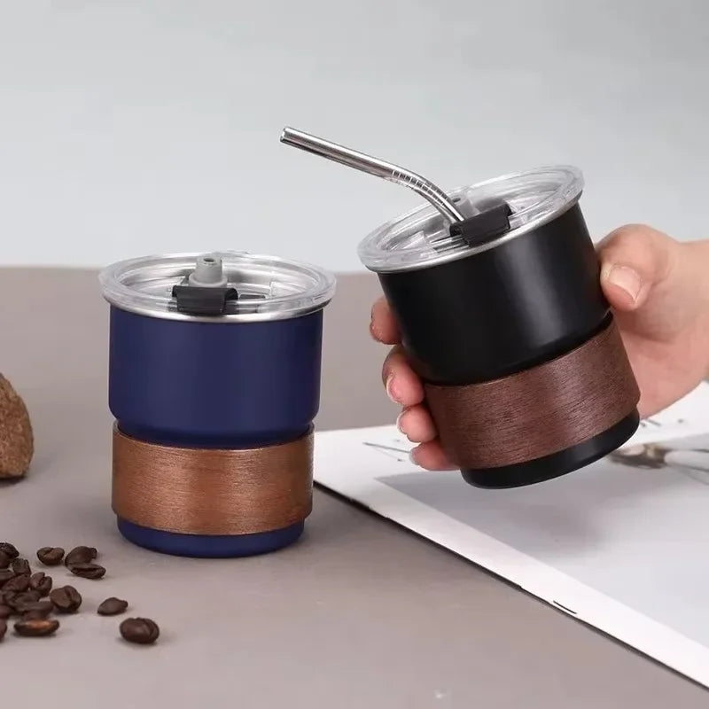 Caneca de acampamento de café de aço inoxidável 300ml com tampa portátil resistente ao calor para piquenique ao ar livre acampamento garrafas de pesca xícaras de café